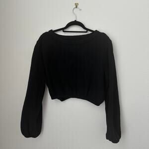 Buffbunny Cloud Long Sleeve Crop Onyx Black Size Medium